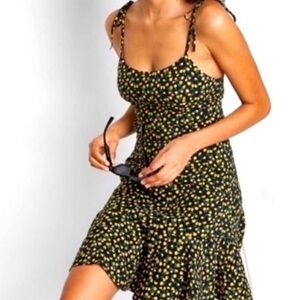 Wild Fable Lemon Print Mini Dress Tie Back